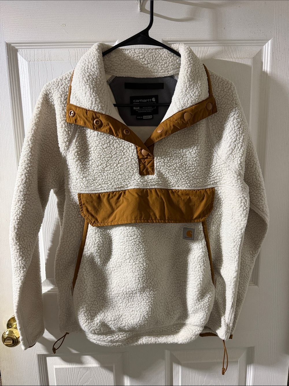 Carhartt Women’s Cream Sherpa Pullover with Brown Trim